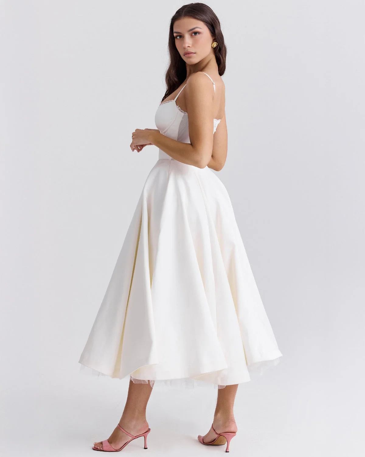 Paula | Duchesse-Satin Midikleid Mit Corsage - Image 14