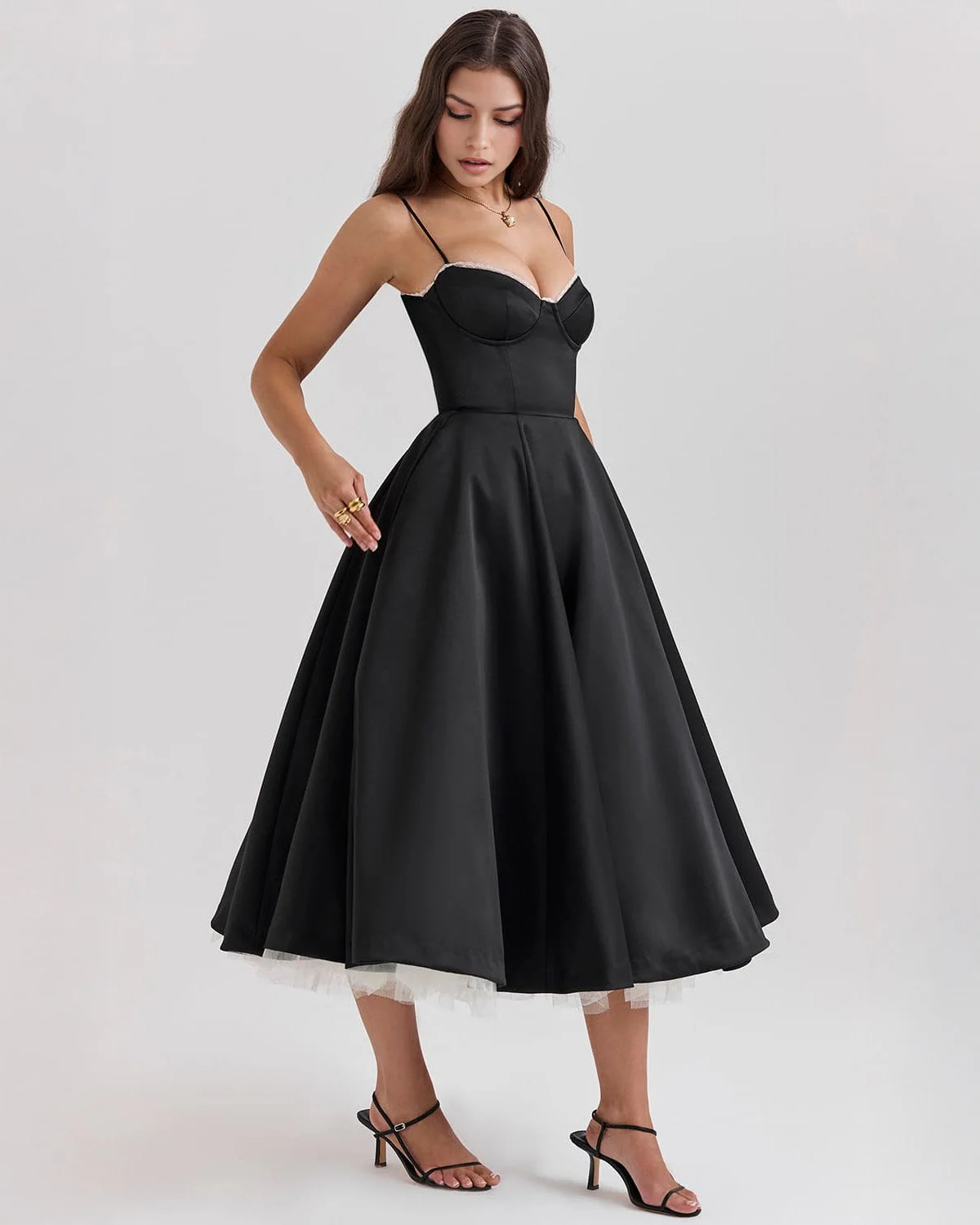 Paula | Duchesse-Satin Midikleid Mit Corsage - Image 18