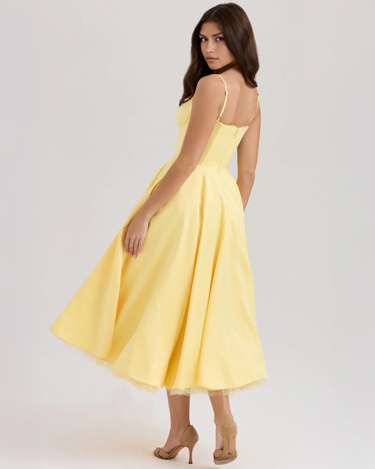 Paula | Duchesse-Satin Midikleid Mit Corsage - Image 2