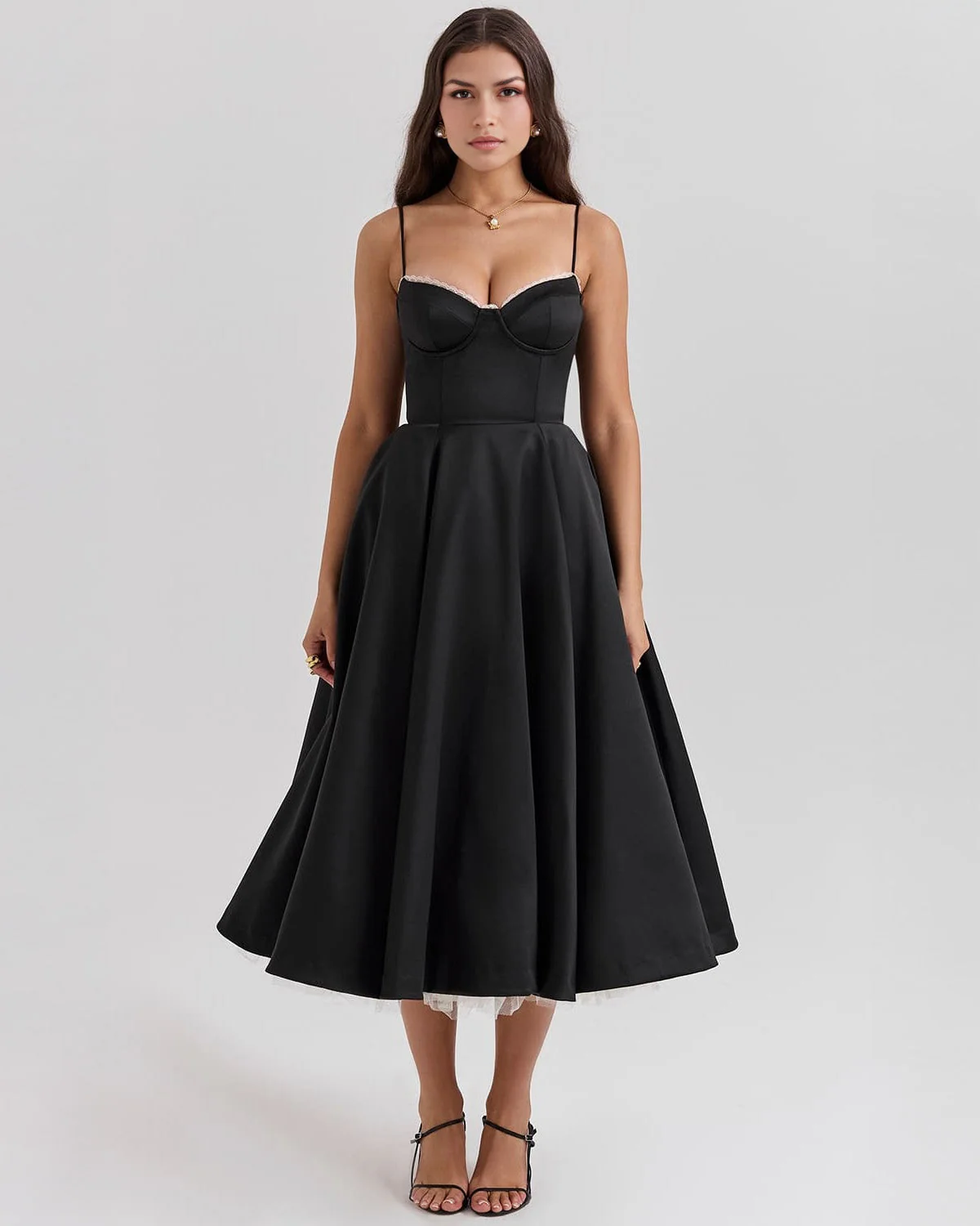 Paula | Duchesse-Satin Midikleid Mit Corsage - Image 4
