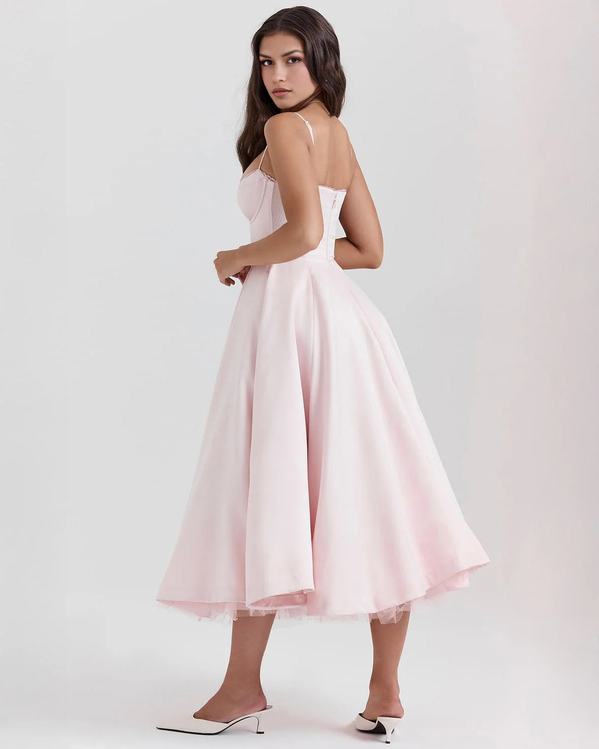 Paula | Duchesse-Satin Midikleid Mit Corsage - Image 6