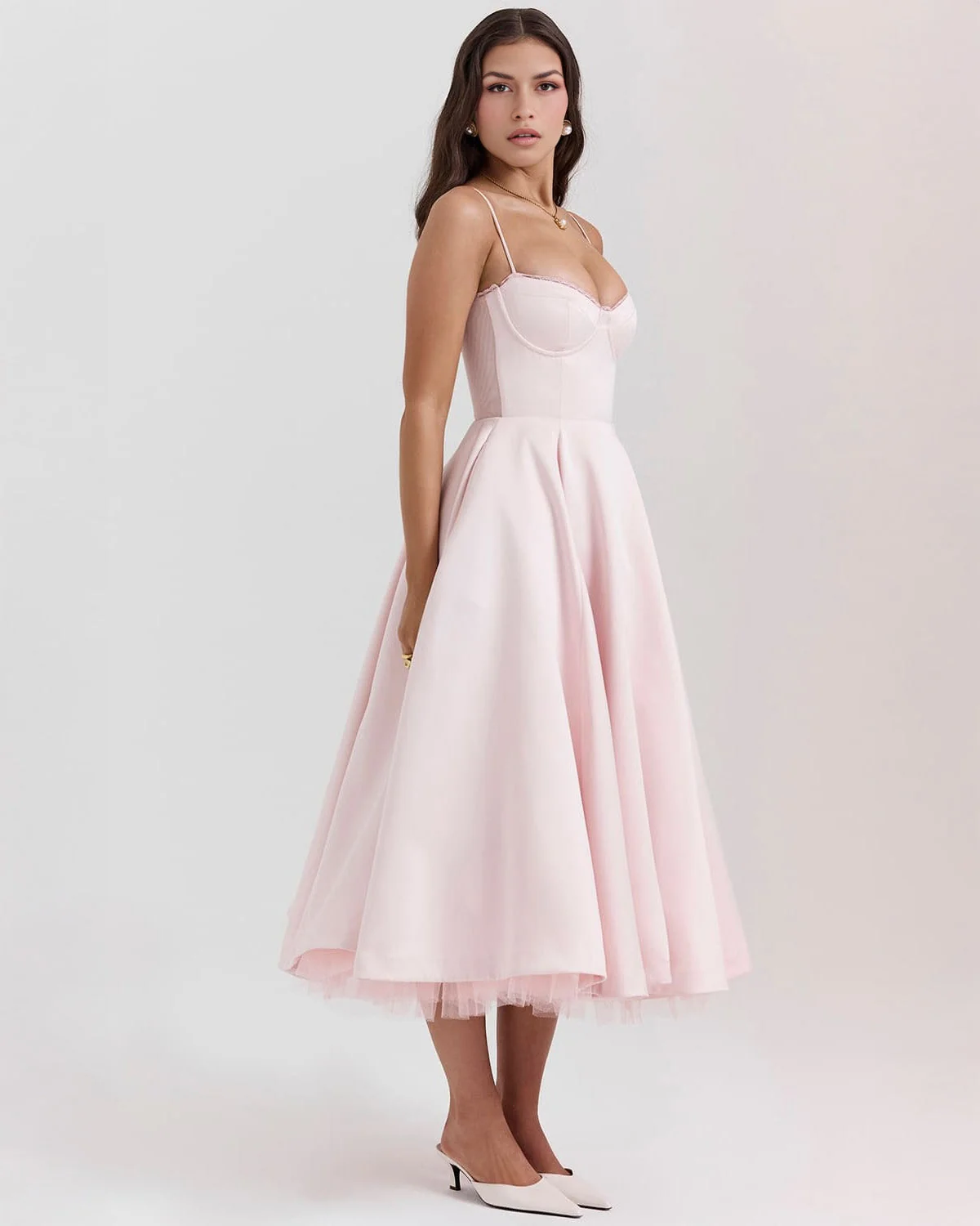 Paula | Duchesse-Satin Midikleid Mit Corsage - Image 9