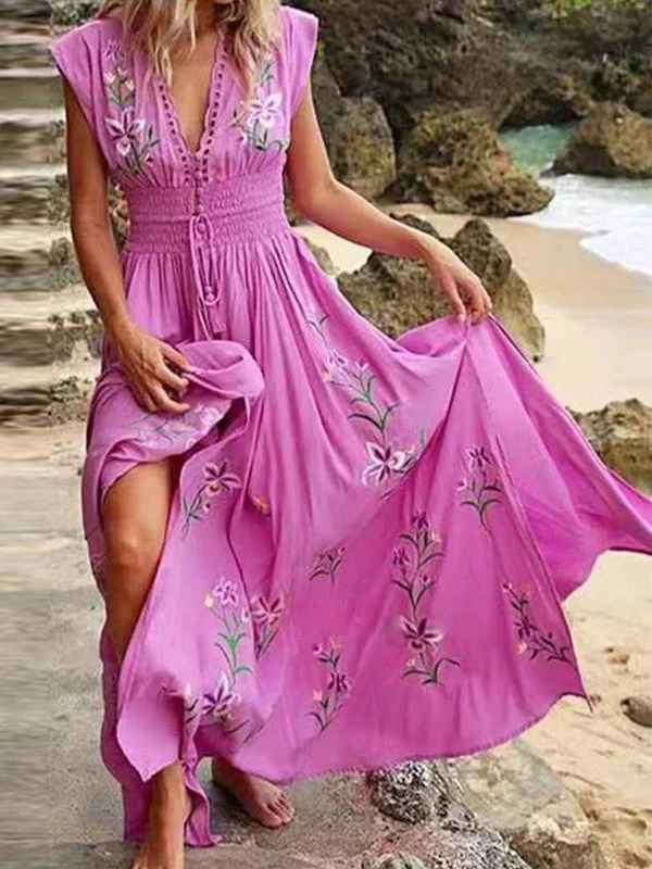 Paulina |  Boho-Maxikleid mit V-Ausschnitt - Elegant und fließend - Image 3