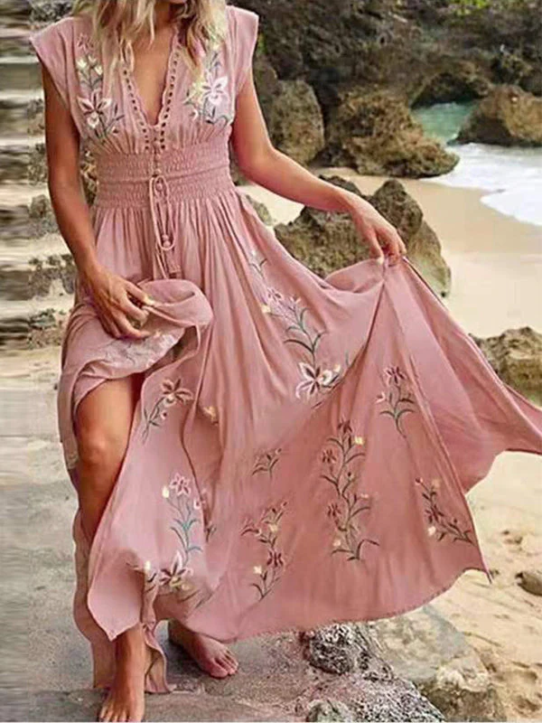 Paulina |  Boho-Maxikleid mit V-Ausschnitt - Elegant und fließend - Image 4
