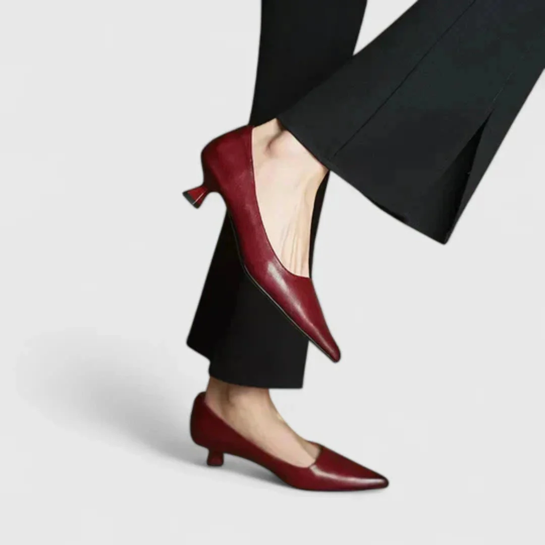 Pauline | Damen Spitz Zulaufende Niedriger Absatz Pumps Shorts - Image 3