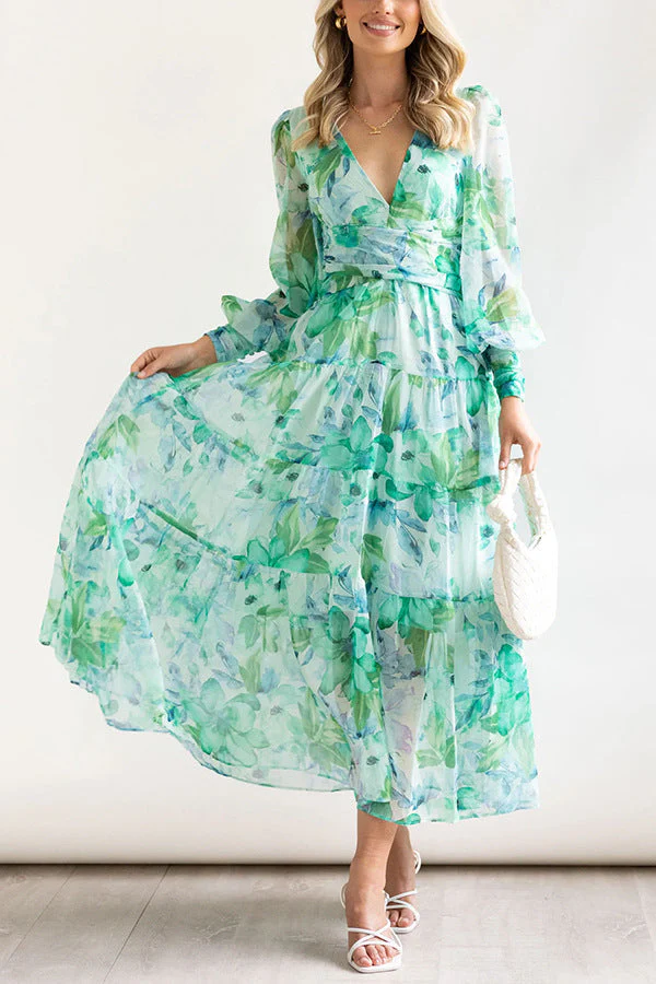 Penelope |  Florales Midikleid - V-Ausschnitt & Elegant - Image 6