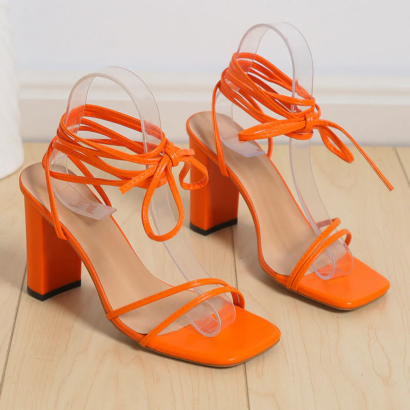 Penelope - Sommer Damen Elegante Schnürsandalen mit Blockabsatz - Image 3