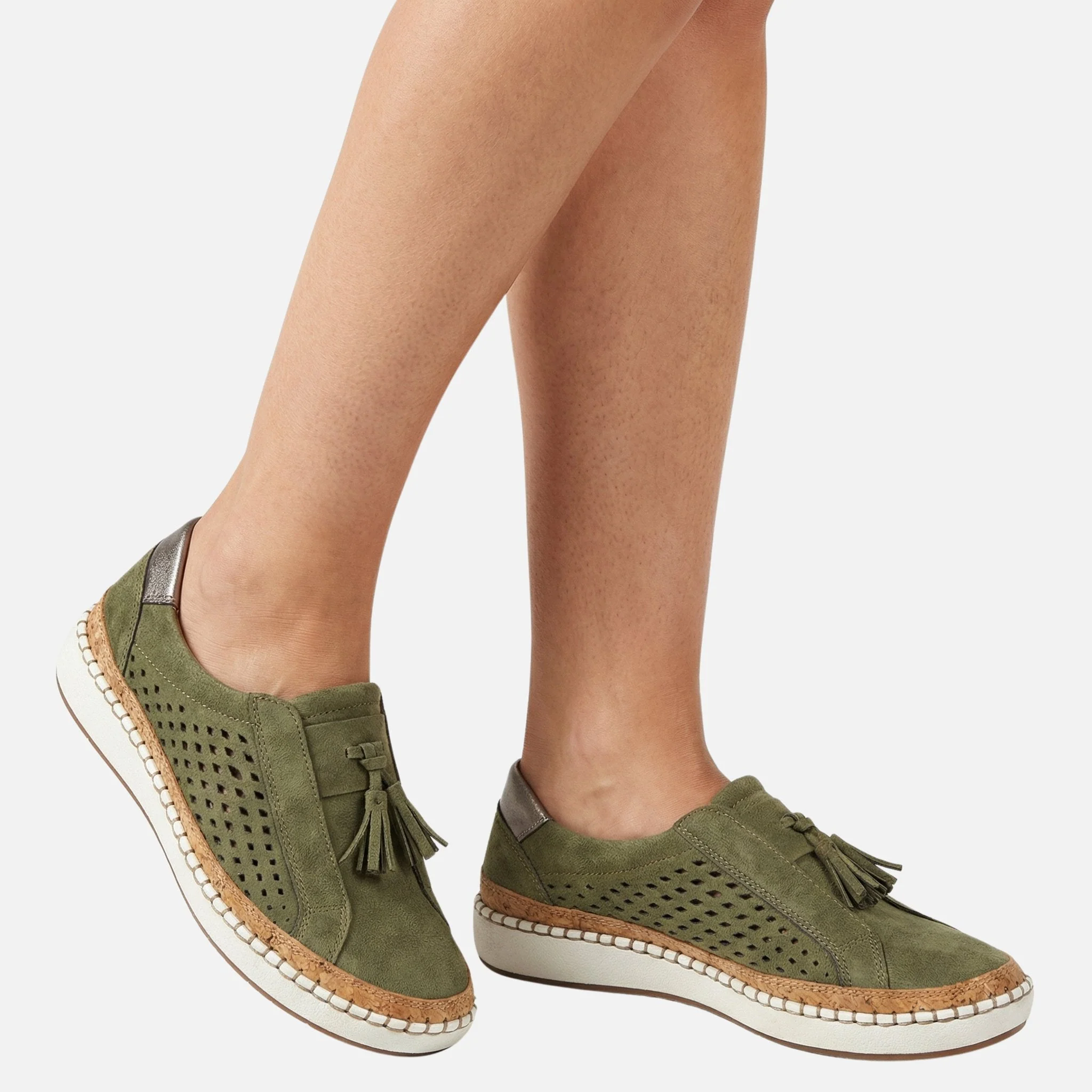 Clara | Damen Perforierte Schlüpf-Sneaker Quastendetail – Loafer Sneaker Damen - Image 3