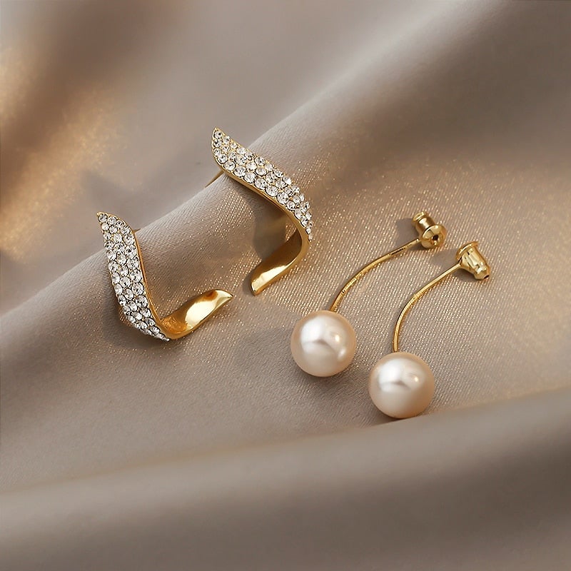 Perlenohrringe in Gold - Image 3