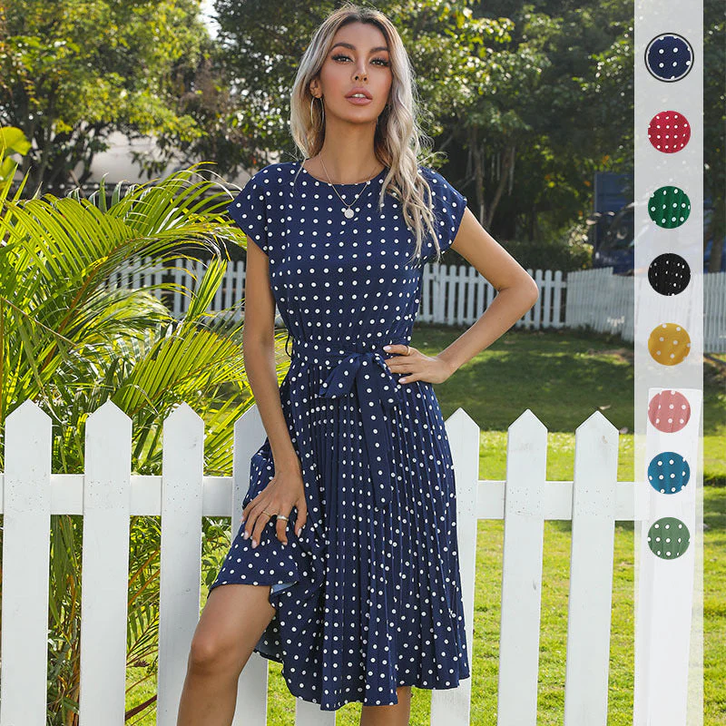 Petronella – Elegantes Polka Dot Midi-Kleid mit kurzem Ärmel für Damen - Image 2