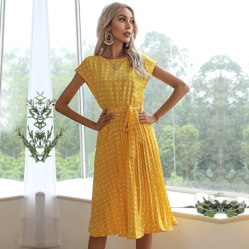 Petronella – Elegantes Polka Dot Midi-Kleid mit kurzem Ärmel für Damen - Image 6