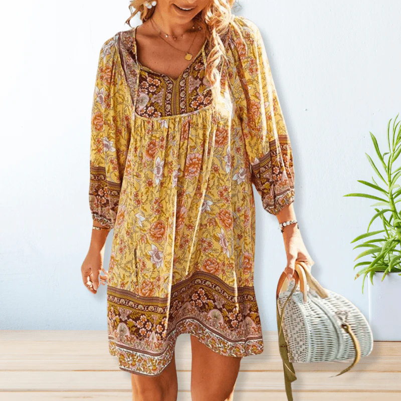 Phoebe | Boho Kleid mit Druck und fließendem Schnitt für Frauen - Image 3