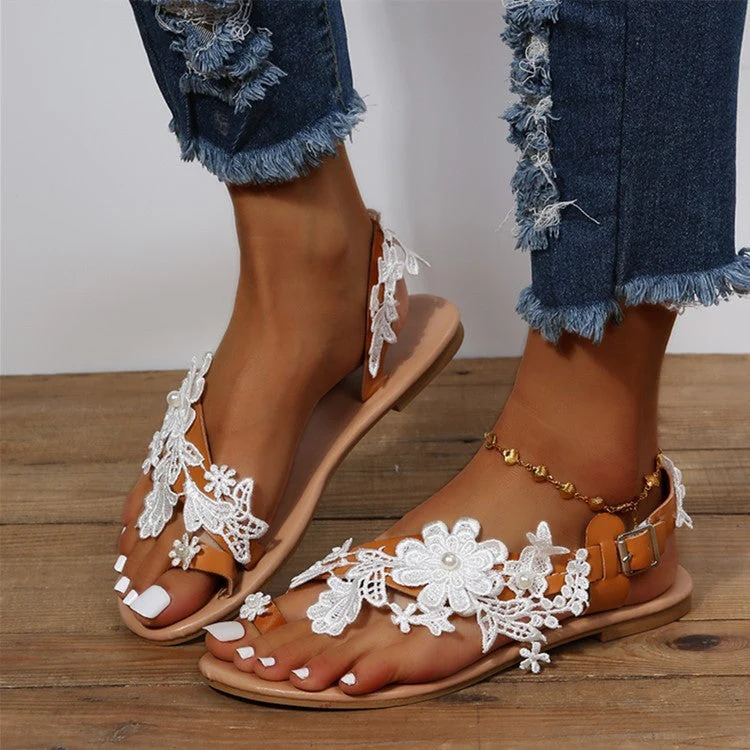 Pia - Bequeme Damen Sandalen mit Blumen & Knöchelriemen - Image 3