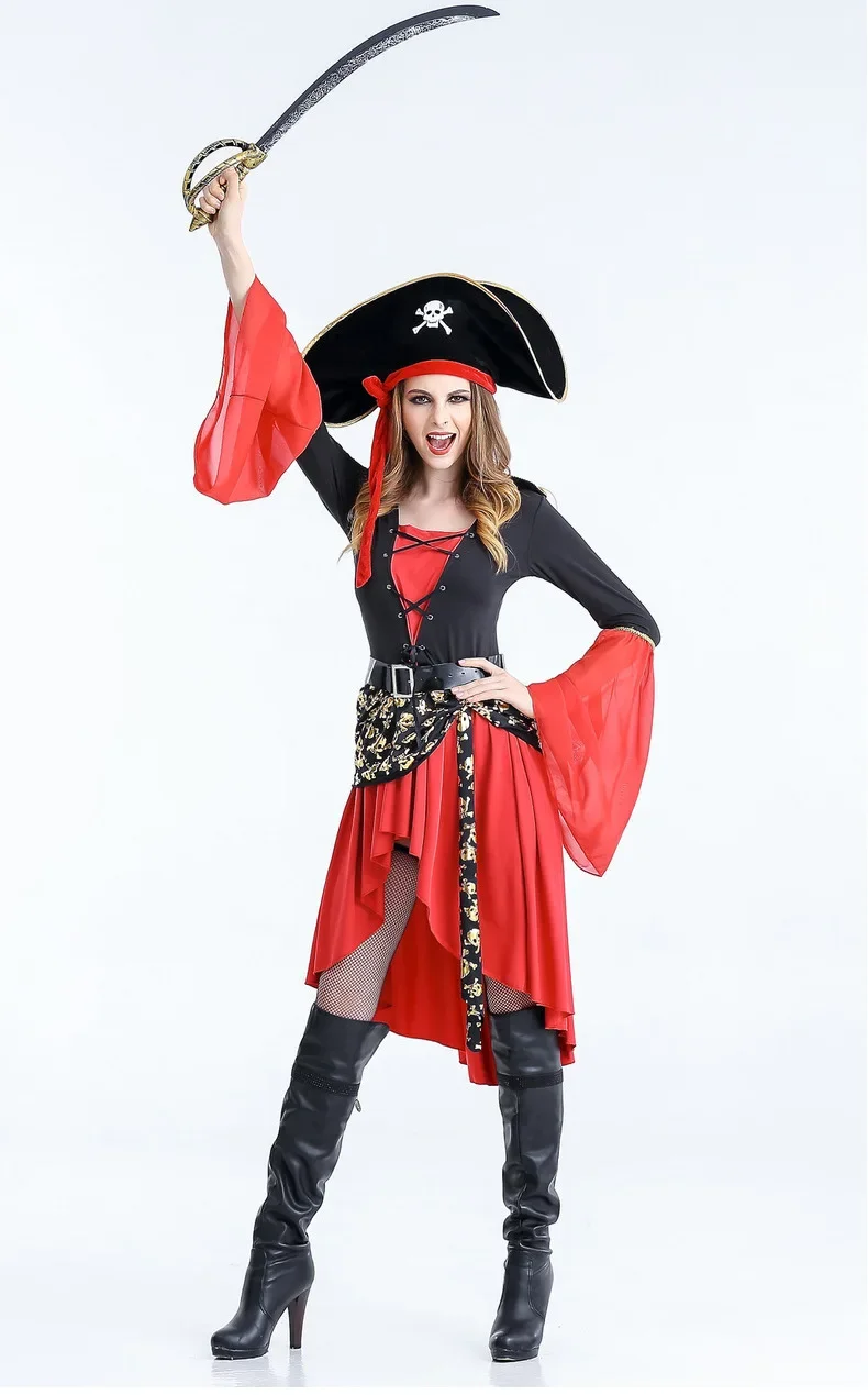 Piratenkapitän mit Hut und Schwert Halloween Kostum Kleid | Midi - Image 4
