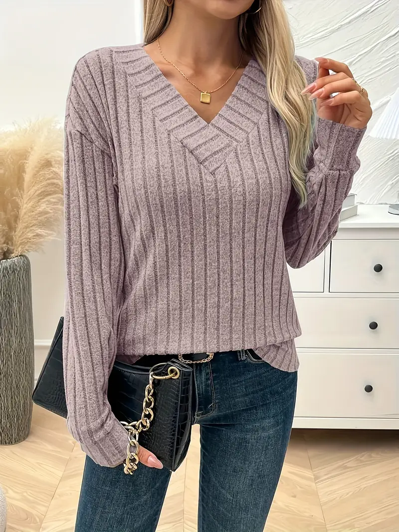 PIT STRIP V-NECK LANGARMPULLOVER | MODERNER STIL, KOMFORTABEL, VIELSEITIG - Image 5