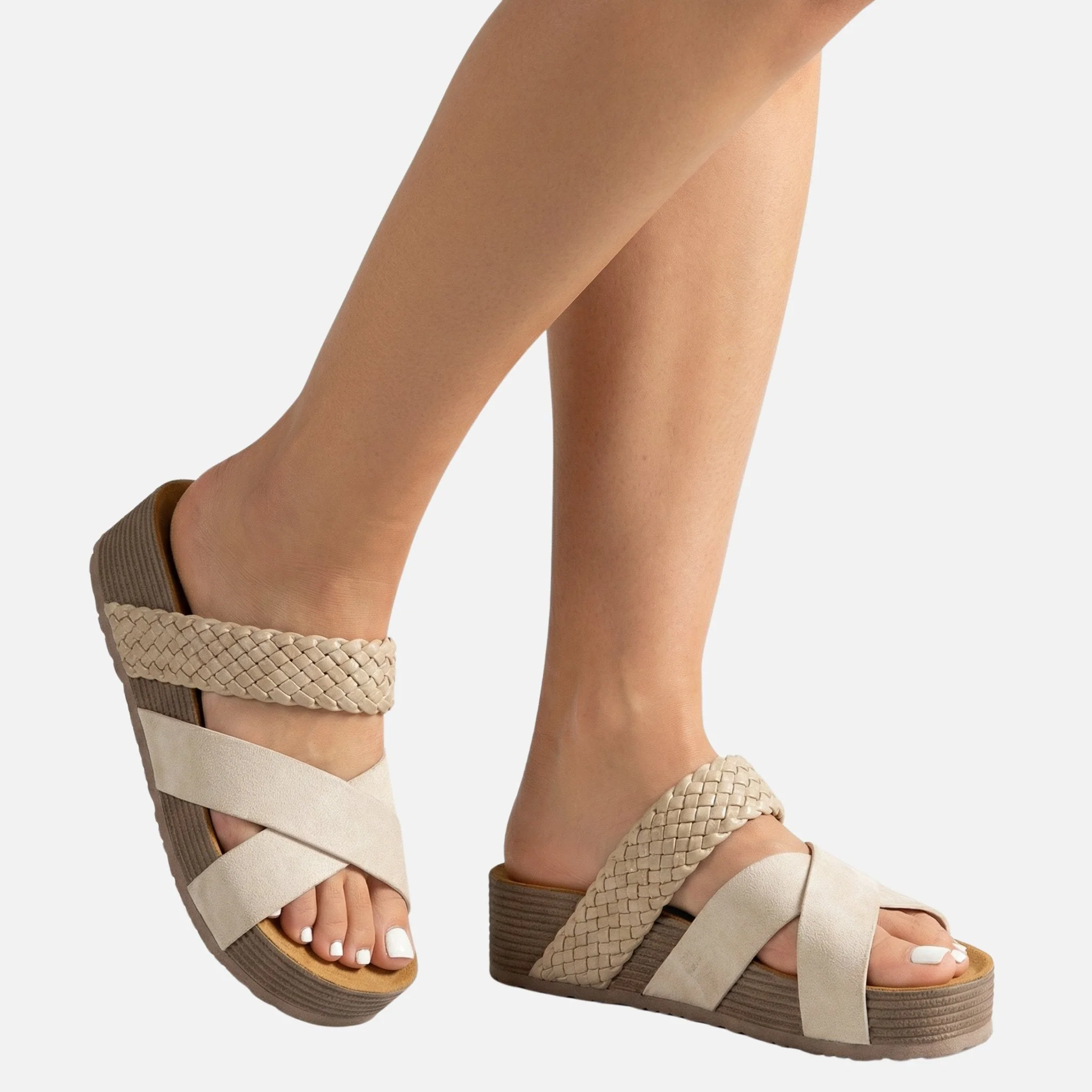 Olivia | Damen Plateau-Sandalen Geflochtene Riemen – Geflochten Plateau Sommer - Image 2