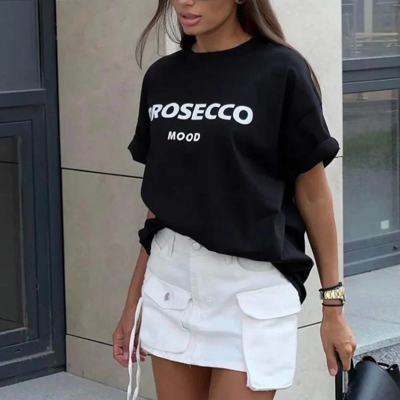 Poppy | Modisches Prosecco Print Oversized T Shirt - Image 4