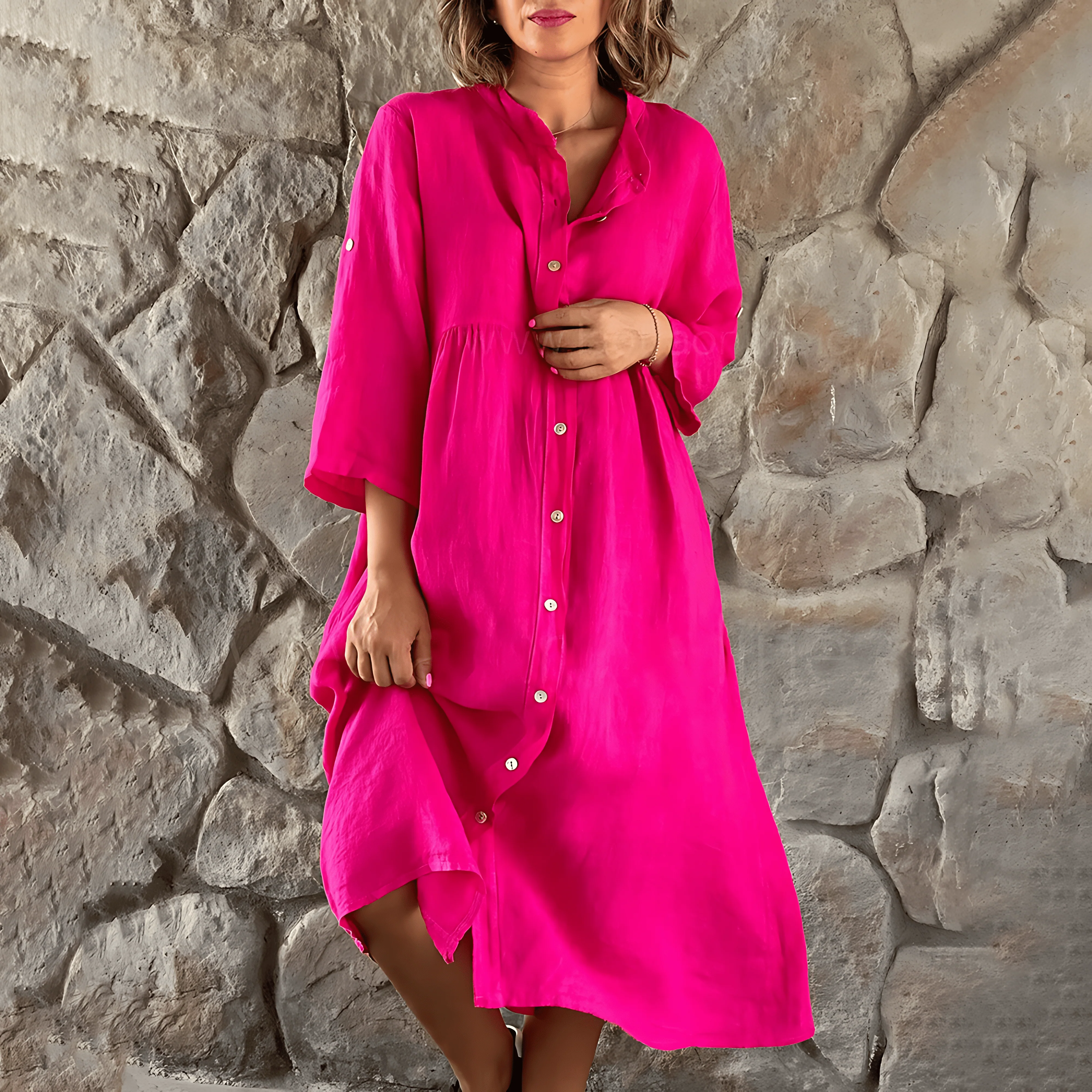 Priscilla | Schickes Midikleid mit Knopfleiste für Frauen - Image 4