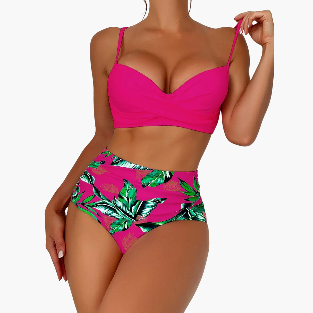 Push Up Bikini - Damen High Waist Zweiteiler mit Muster - Image 2