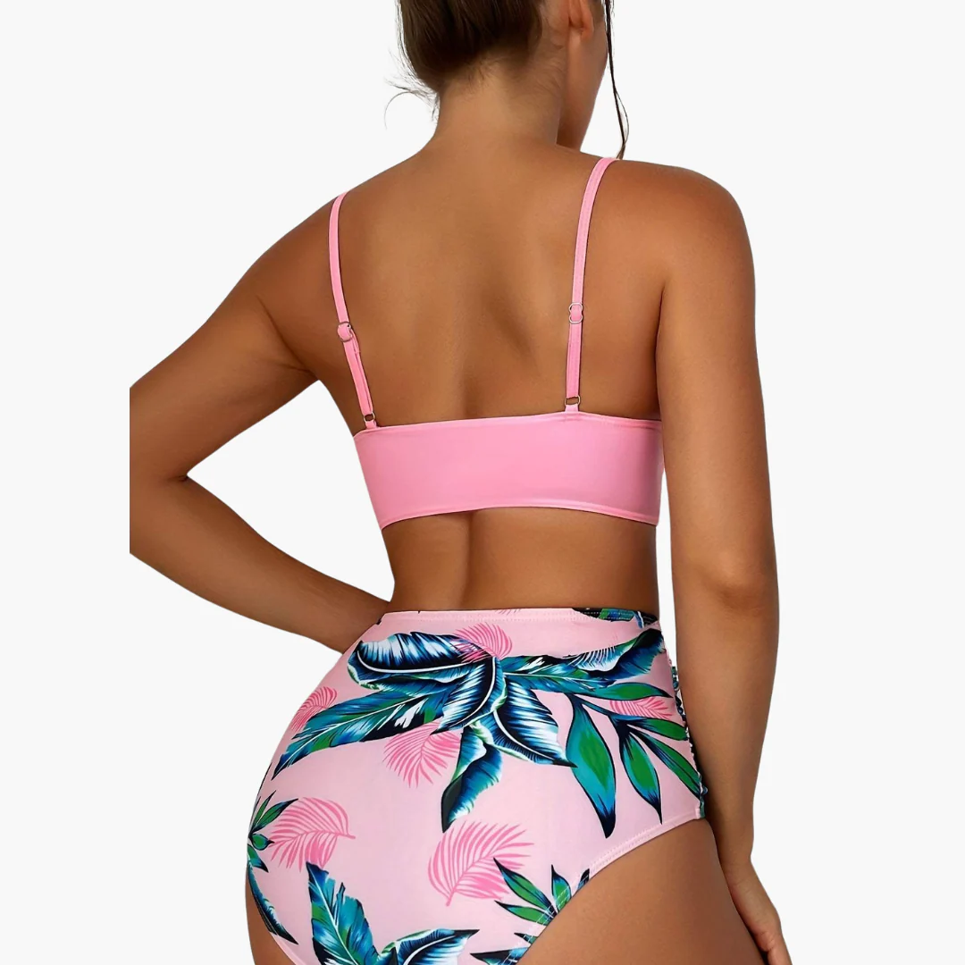Push Up Bikini - Damen High Waist Zweiteiler mit Muster - Image 3