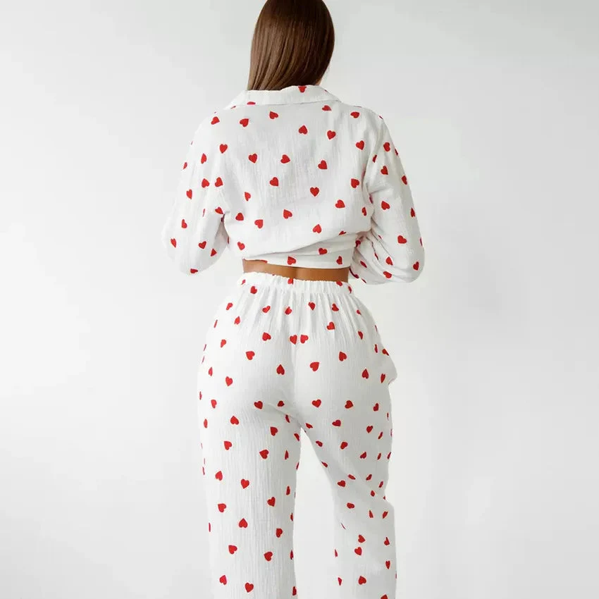 Pyjama-Set mit Herzmotiven für Damen - Image 2