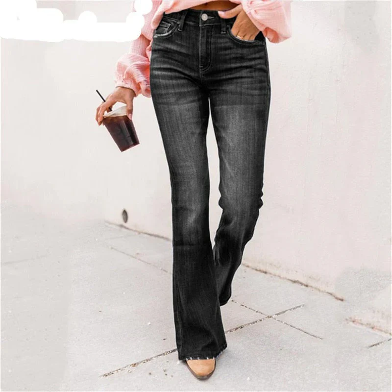 Quinette – Schwarze High-Rise-Bootcut-Jeans - Image 3