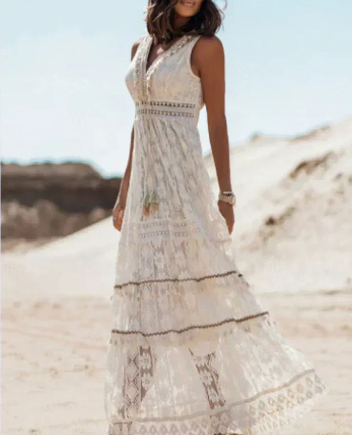 Reba - Ärmelloses Kleid aus Boho-Spitze - Image 2