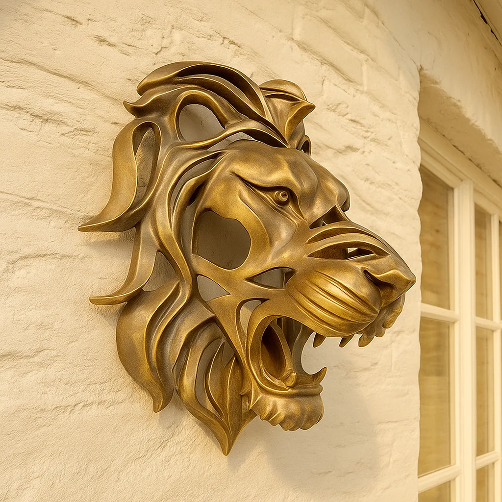 RegalRoar – Exquisite vergoldete Löwenkopfwandskulptur - Image 3