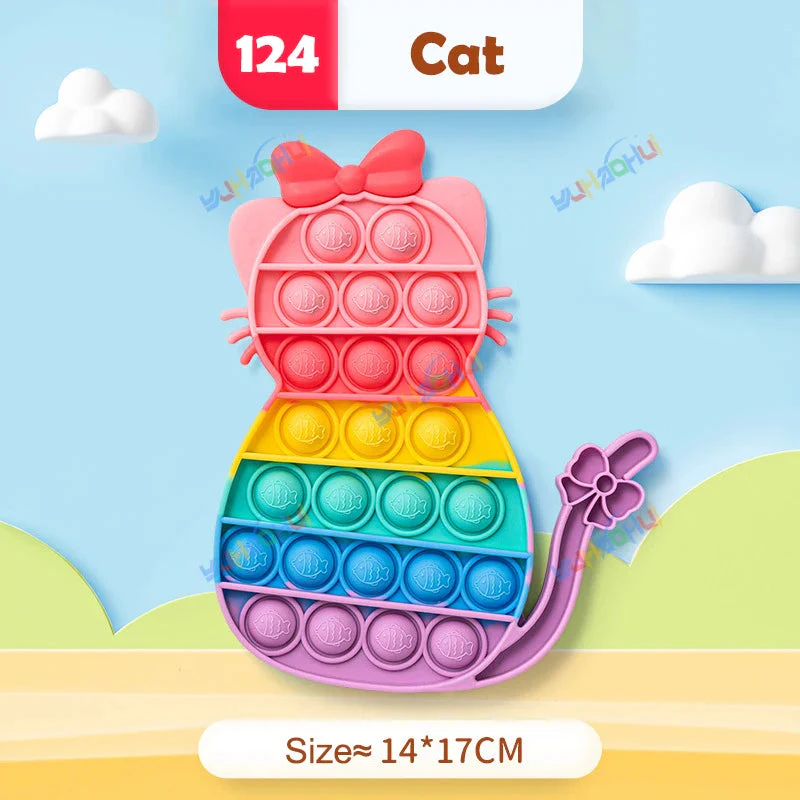 Regenbogen-Pop-Fidget-Toy – Sensorisches Silikonspielzeug zur Stressbewältigung, Konzentrationsförderung und zum Spielen für Kinder und Erwachsene