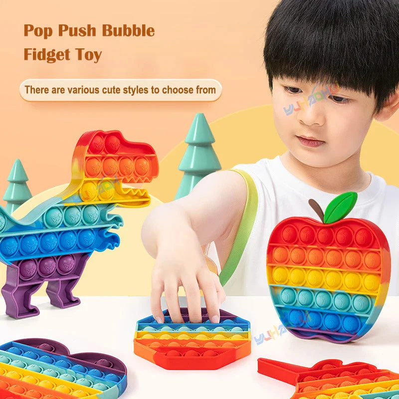 Regenbogen-Pop-Fidget-Toy – Sensorisches Silikonspielzeug zur Stressbewältigung, Konzentrationsförderung und zum Spielen für Kinder und Erwachsene - Image 3