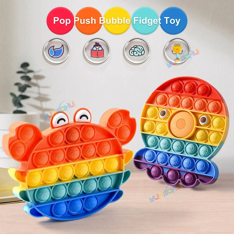 Regenbogen-Pop-Fidget-Toy – Sensorisches Silikonspielzeug zur Stressbewältigung, Konzentrationsförderung und zum Spielen für Kinder und Erwachsene - Image 4