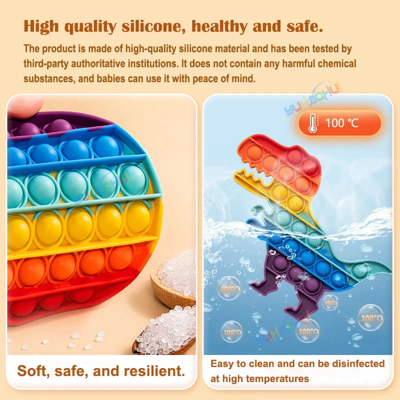 Regenbogen-Pop-Fidget-Toy – Sensorisches Silikonspielzeug zur Stressbewältigung, Konzentrationsförderung und zum Spielen für Kinder und Erwachsene - Image 6