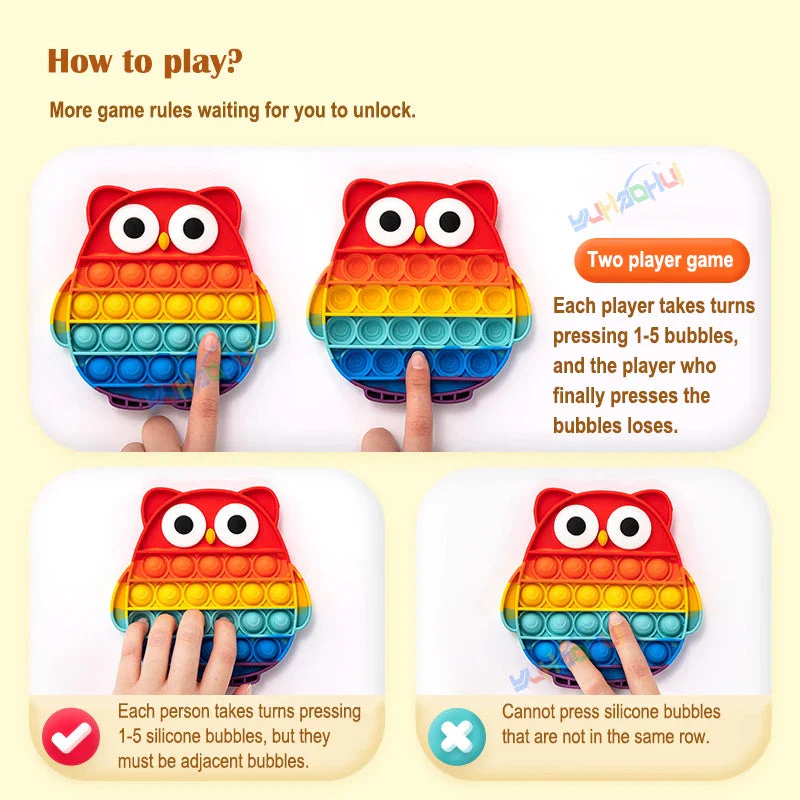 Regenbogen-Pop-Fidget-Toy – Sensorisches Silikonspielzeug zur Stressbewältigung, Konzentrationsförderung und zum Spielen für Kinder und Erwachsene - Image 7