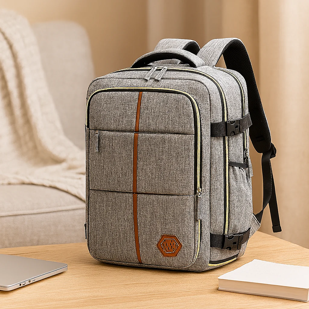 Reisetasche – Einfarbig, verstellbarer Riemen, Reißverschluss, Polyesterfutter - Image 4