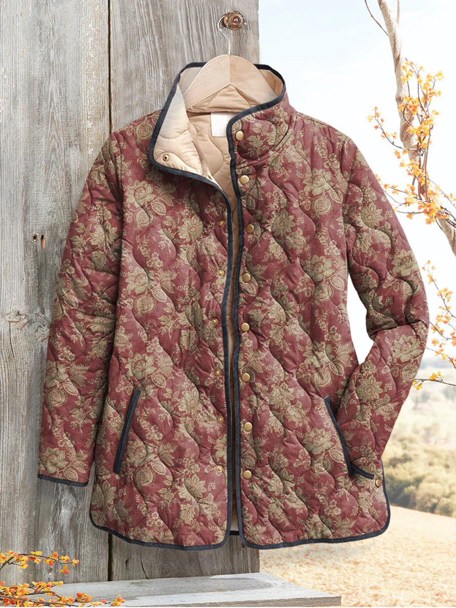 Retro Floral Print Damenjacke - Image 2