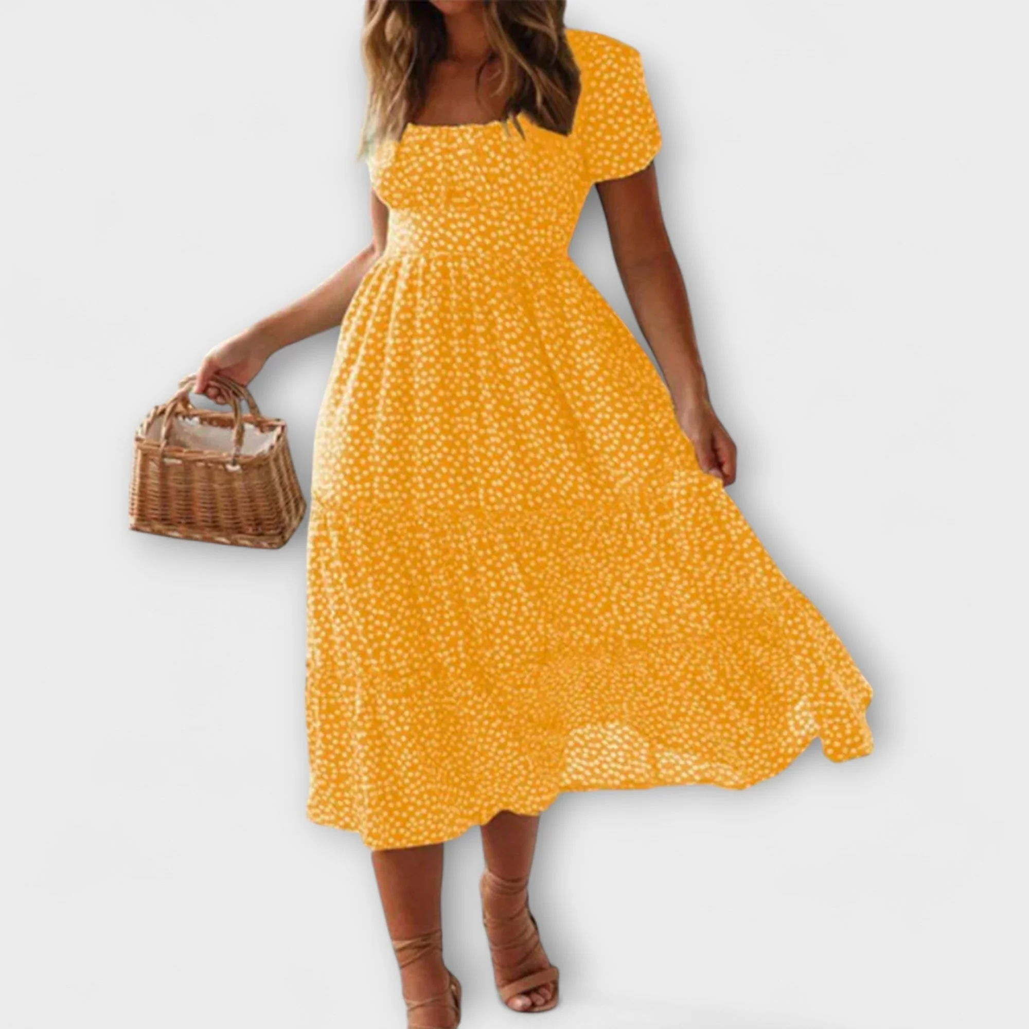 Retro Floral Puff Sleeve Maxi Dress - Image 2
