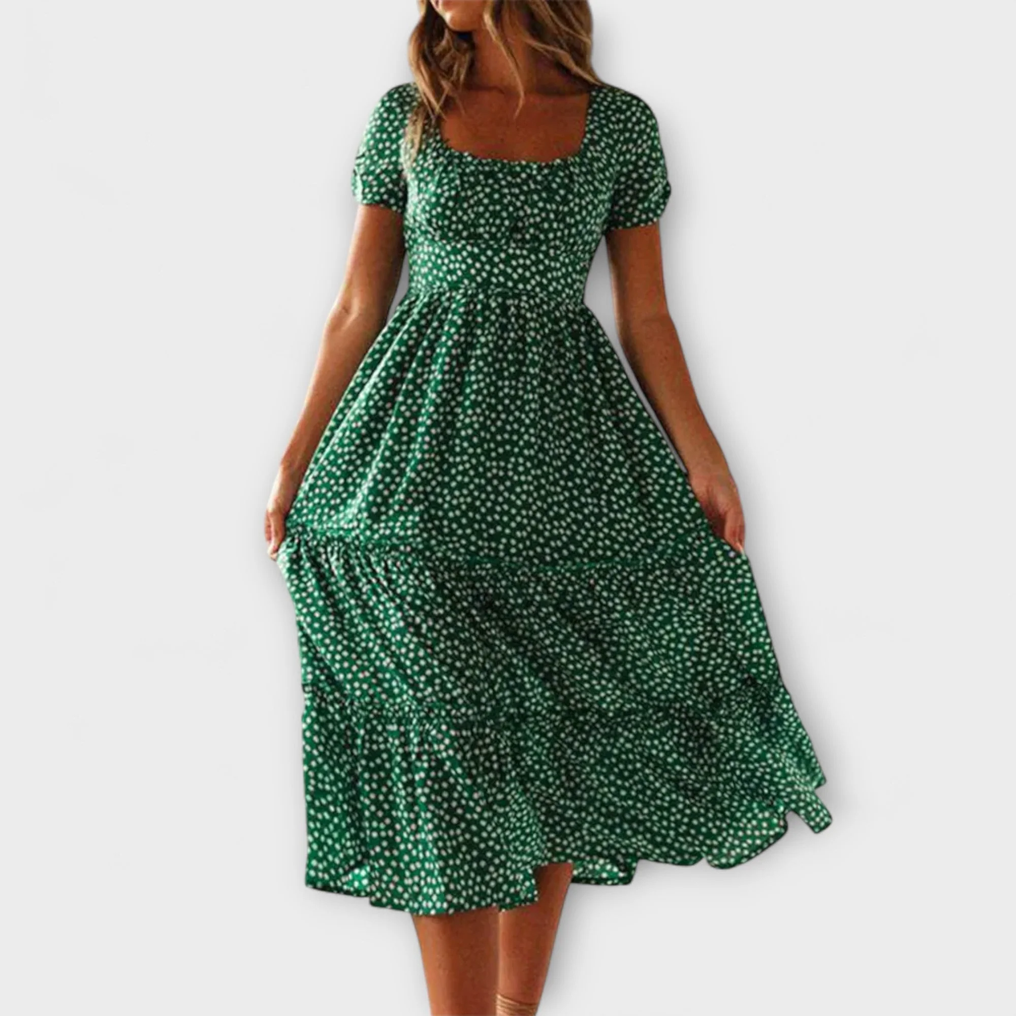 Retro Floral Puff Sleeve Maxi Dress - Image 3
