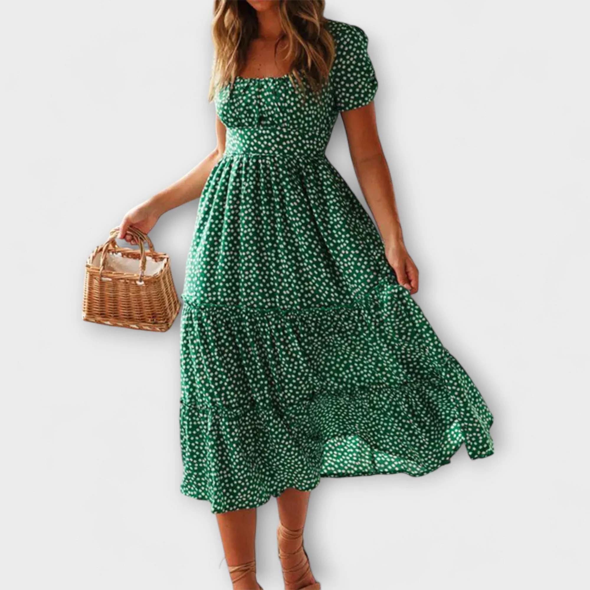 Retro Floral Puff Sleeve Maxi Dress - Image 4