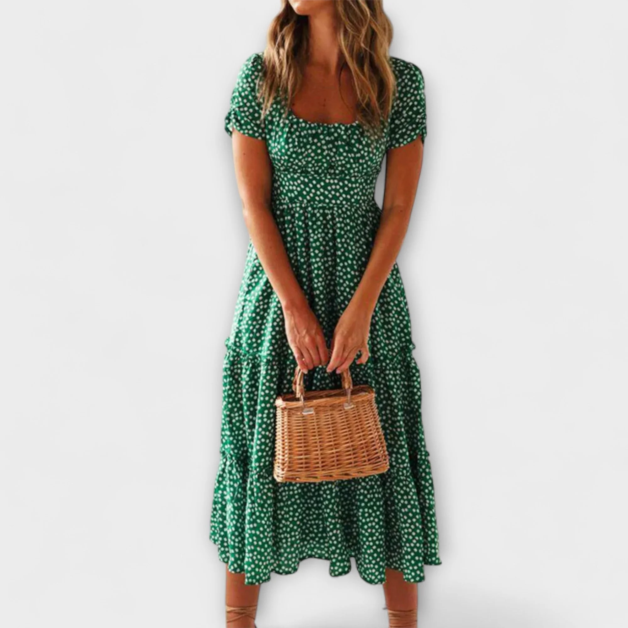 Retro Floral Puff Sleeve Maxi Dress - Image 5