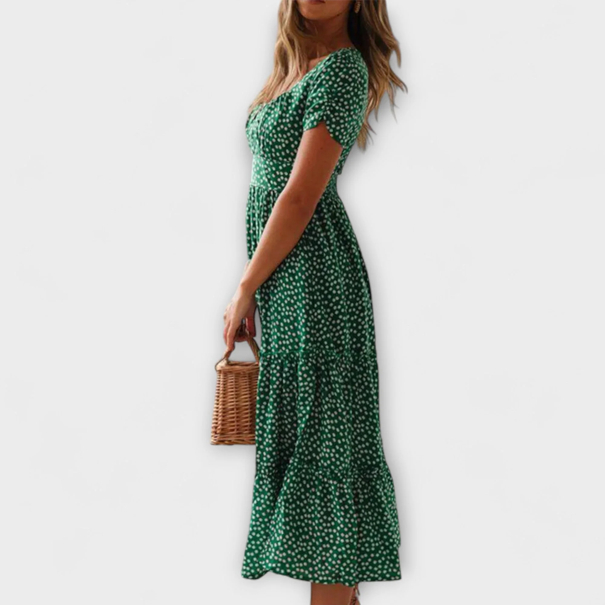 Retro Floral Puff Sleeve Maxi Dress - Image 6