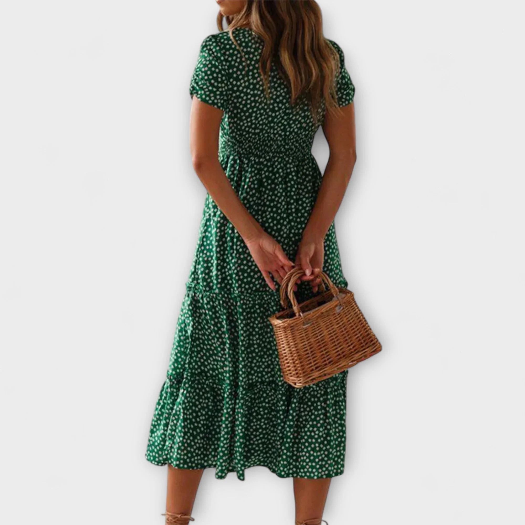 Retro Floral Puff Sleeve Maxi Dress - Image 7
