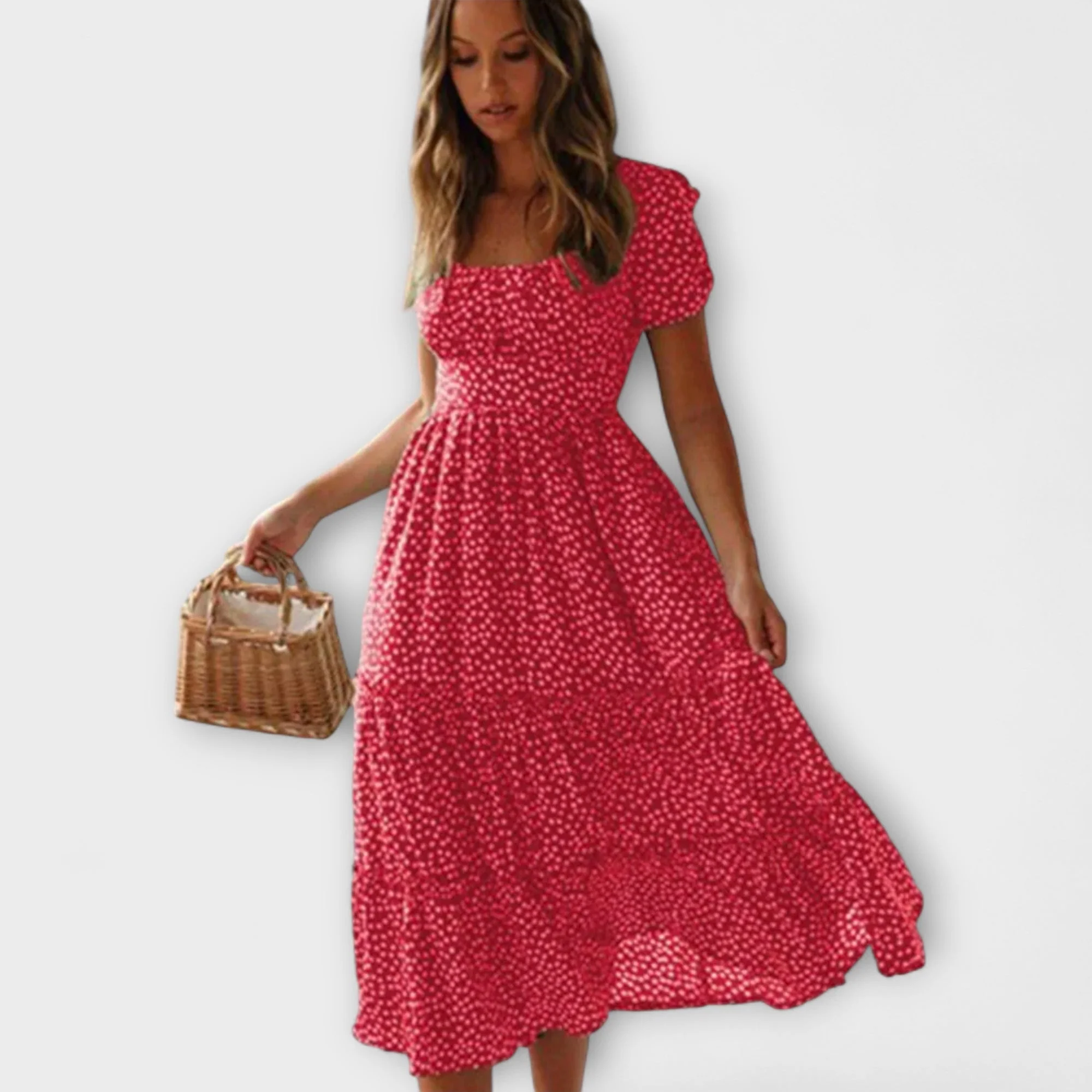 Retro Floral Puff Sleeve Maxi Dress - Image 8