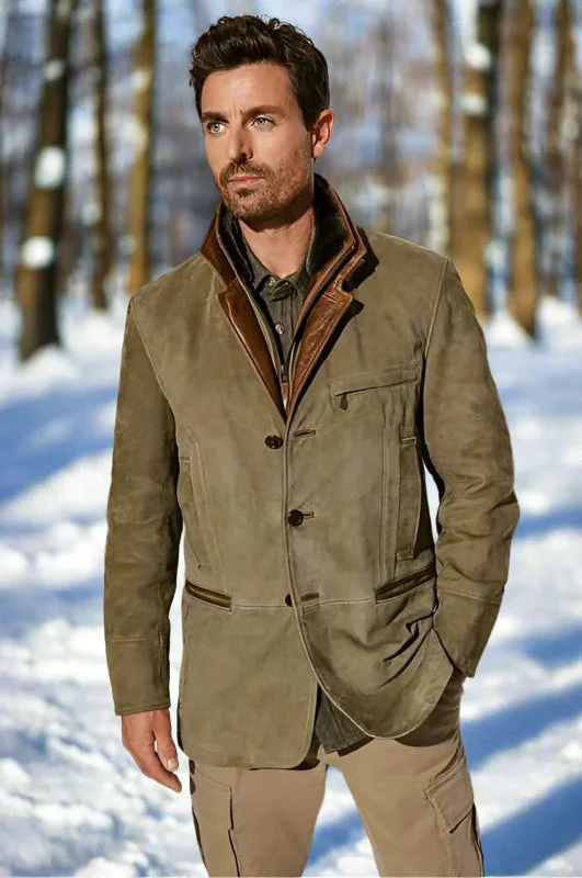 Retro Moderne Herrenjacke aus Wildleder mit Funktionalen Taschen – Elegantes Design für Stilbewusste Männer - Image 2