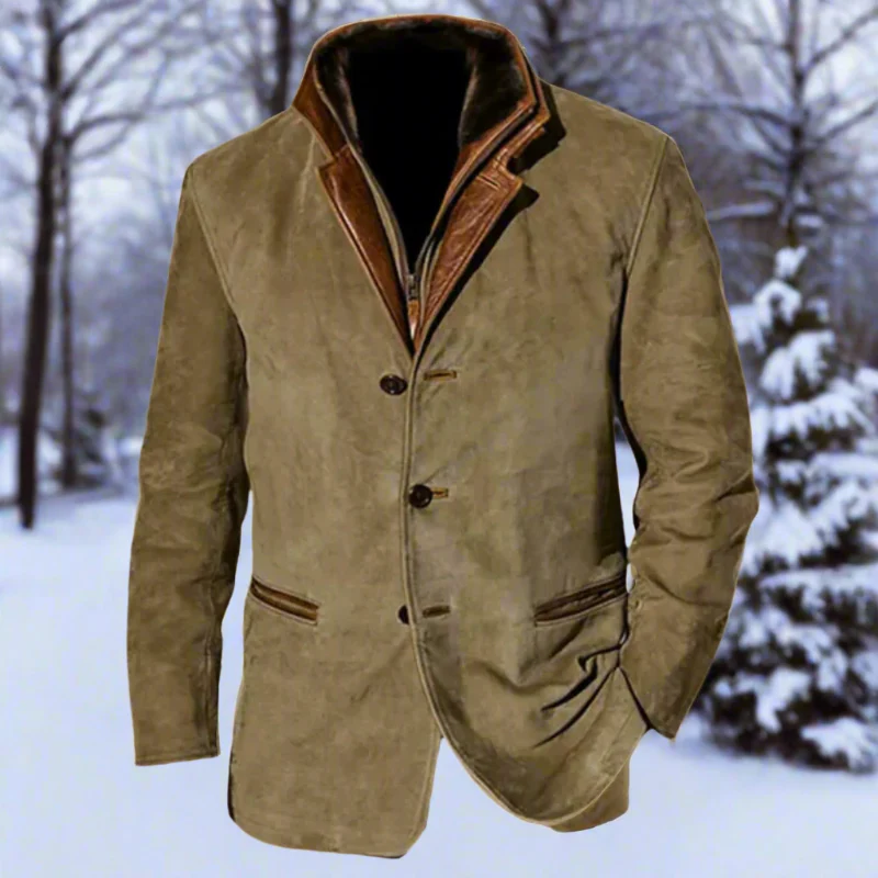 Retro Moderne Herrenjacke aus Wildleder mit Funktionalen Taschen – Elegantes Design für Stilbewusste Männer - Image 3