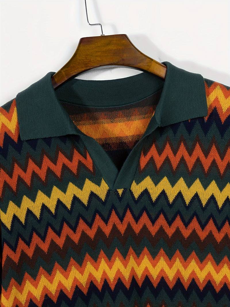 Retro-Strickpolo mit Zickzack-Muster - Image 12
