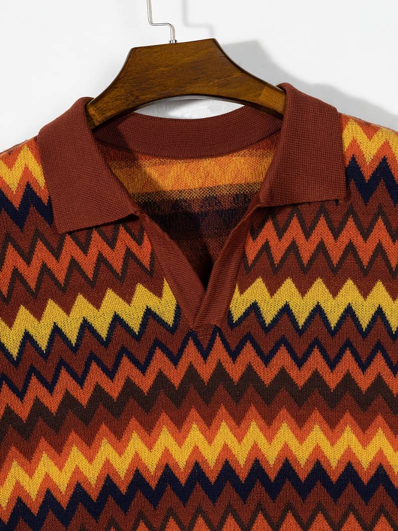 Retro-Strickpolo mit Zickzack-Muster - Image 2