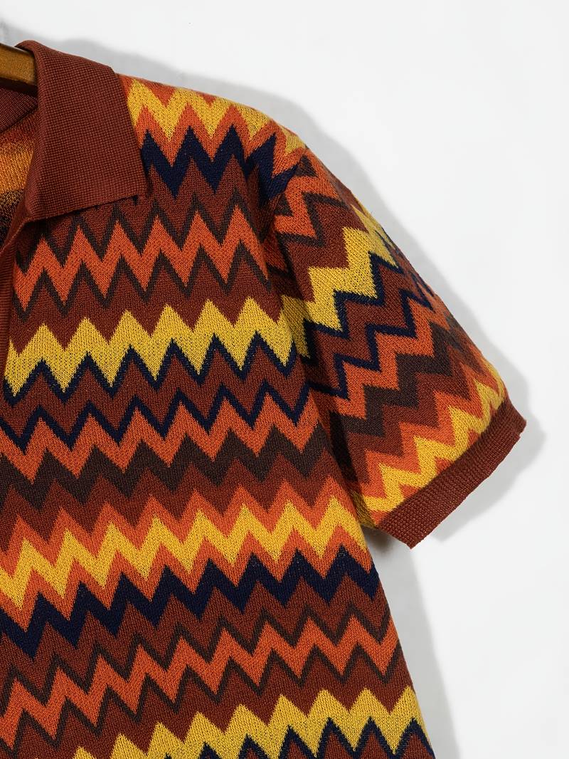 Retro-Strickpolo mit Zickzack-Muster - Image 3
