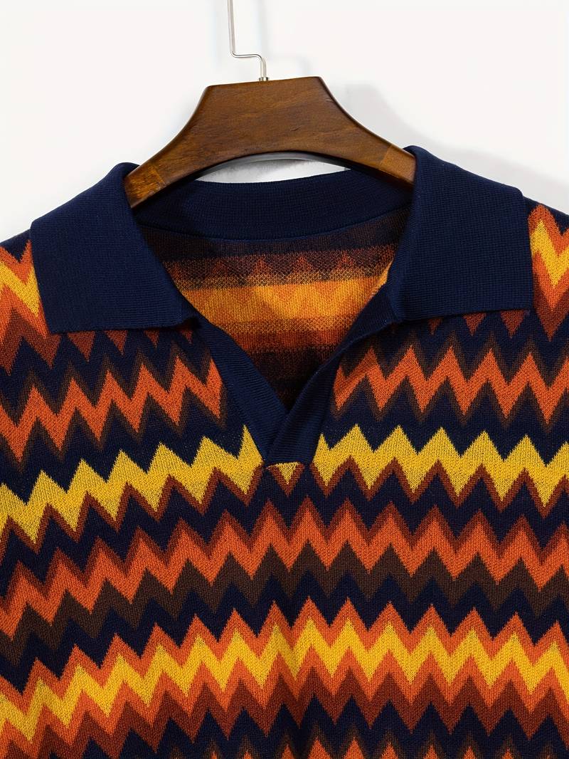 Retro-Strickpolo mit Zickzack-Muster - Image 7