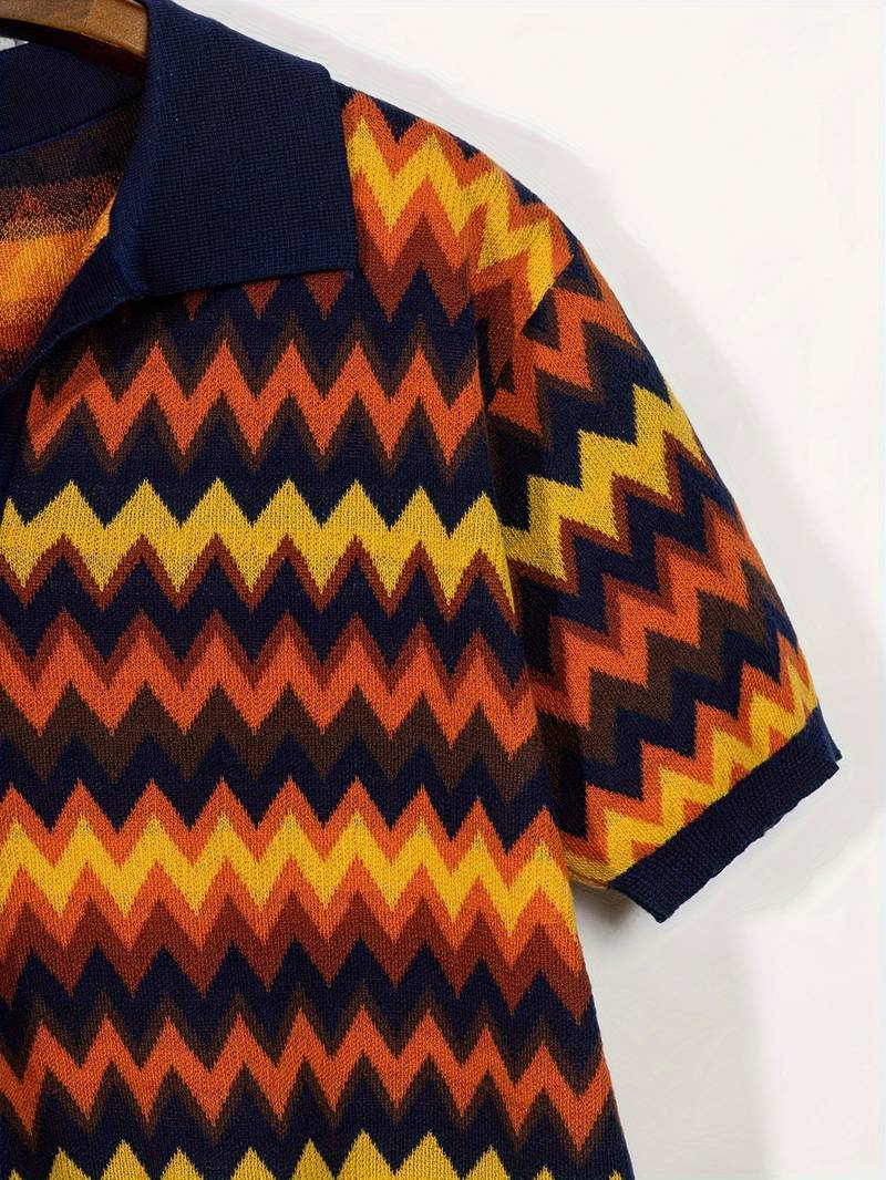 Retro-Strickpolo mit Zickzack-Muster - Image 9