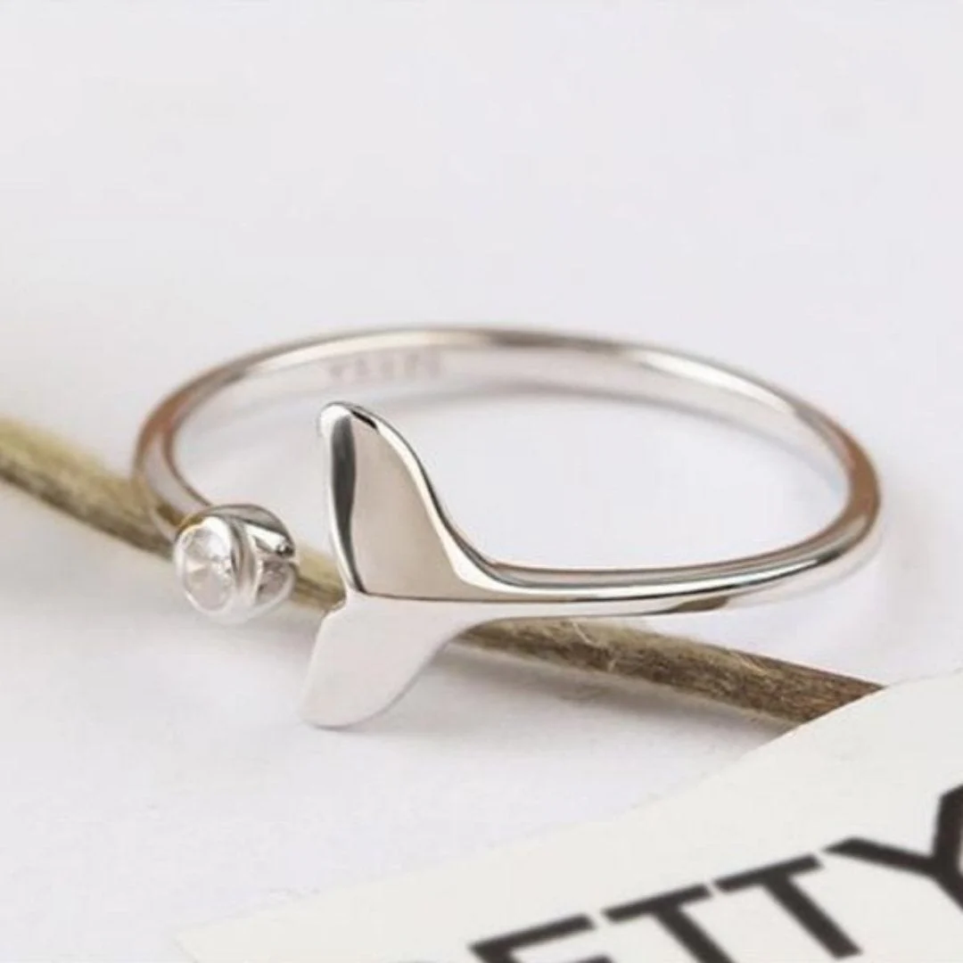 Ring mit Delphinschwanz aus 925er Sterlingsilber und verstellbarem Zirkoniumdioxid - Image 2
